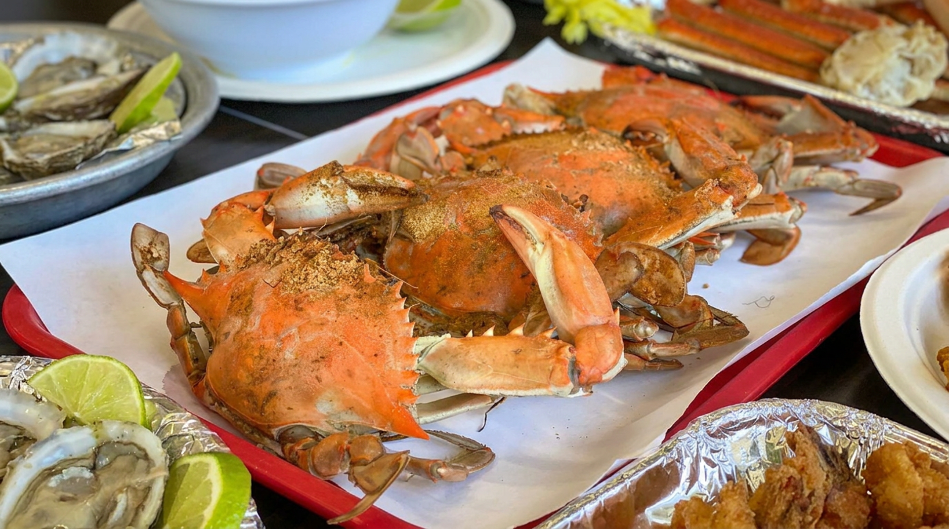 Steamed blue crabs